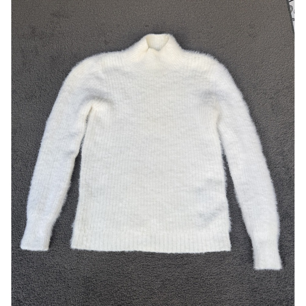 Marled Reunited Clothing Cream Fuzzy Eyelash Mock Neck Sweater Small